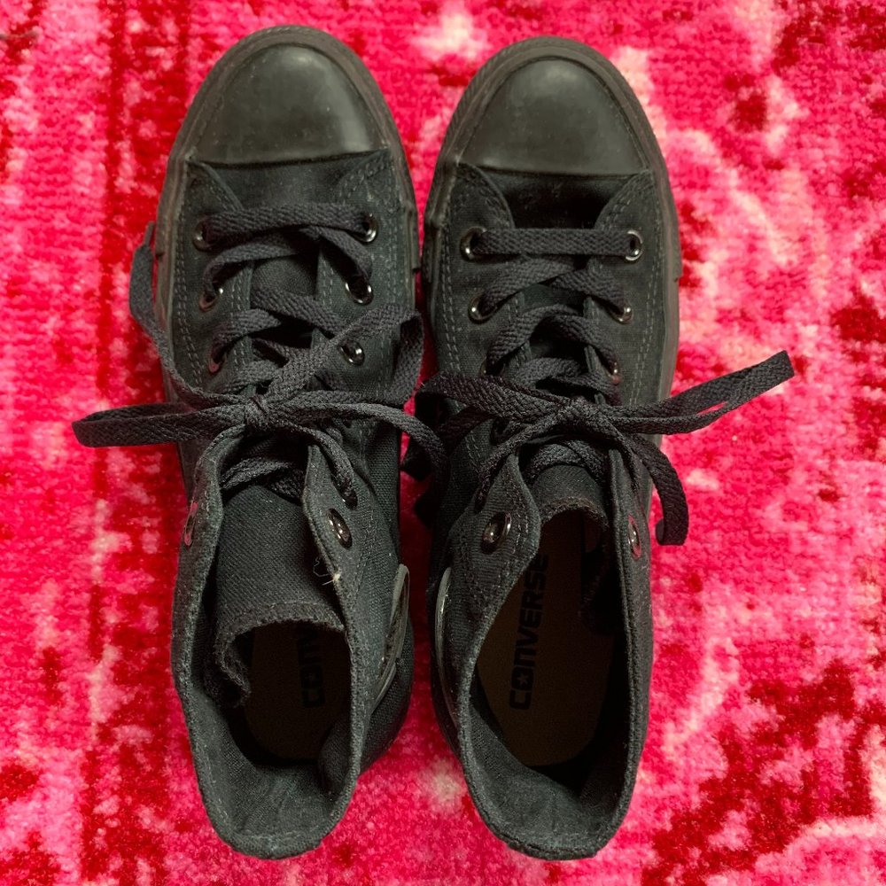 All Black Converse Chuck Taylor All Star High Tops - Picture 8 of 14